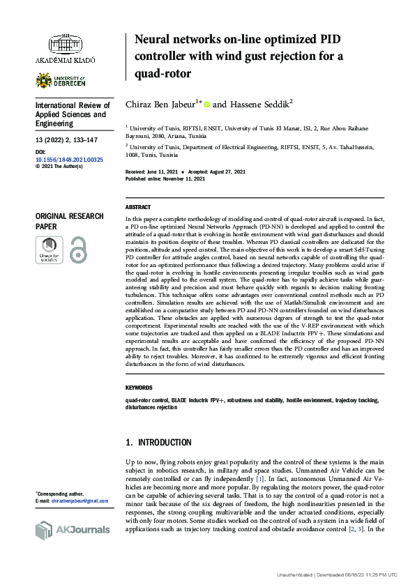 (PDF) Neural networks on-line optimized PID controller with wind gust ...