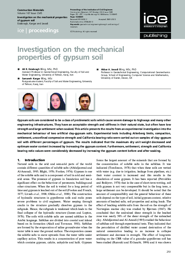 Pdf Investigation On The Mechanical Properties Of Gypsum Soil Pdf Investigation On The Mechanical Properties Of Gypsum Soil