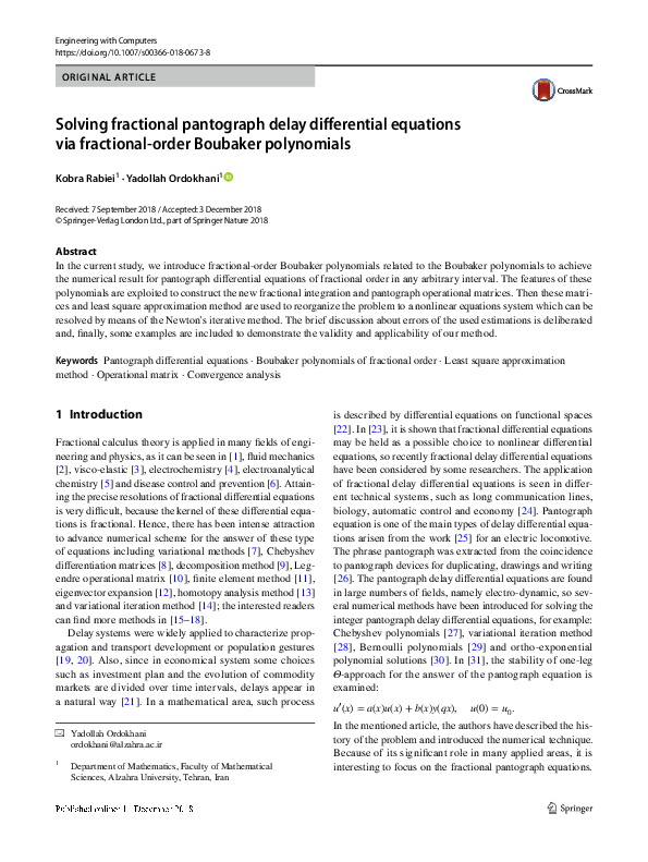 (PDF) Solving fractional pantograph delay differential equations via ...