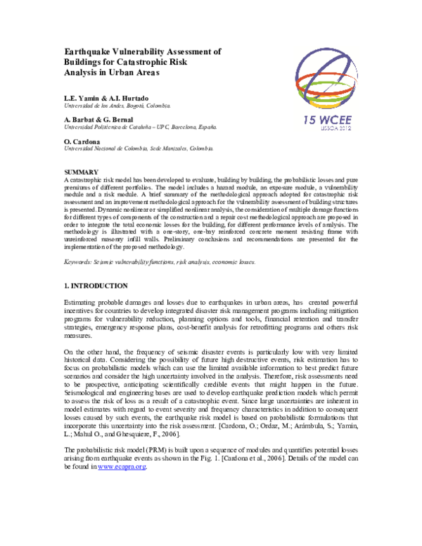 (PDF) Earthquake vulnerability assessment of buildings for catastrophic ...