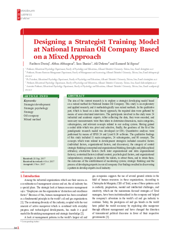 (PDF) Designing a Strategist Training Model at National Iranian Oil ...