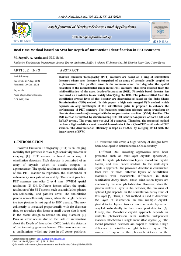 (PDF) Real time Method based on SVM for Depth-of-‎Interaction ...