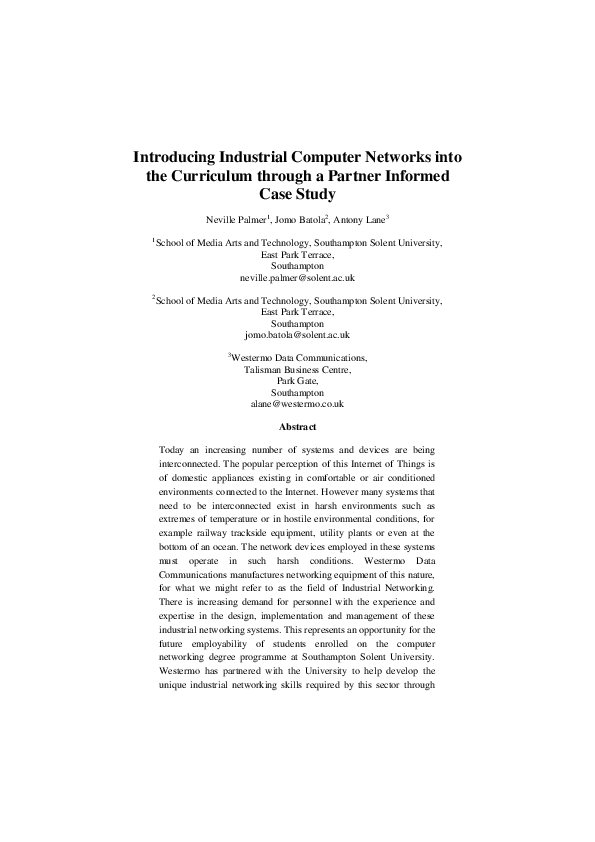 (PDF) Introducing industrial computer networks into the curriculum ...