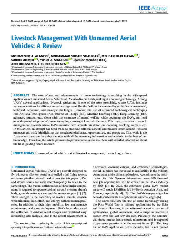 (PDF) Livestock Management With Unmanned Aerial Vehicles A Review