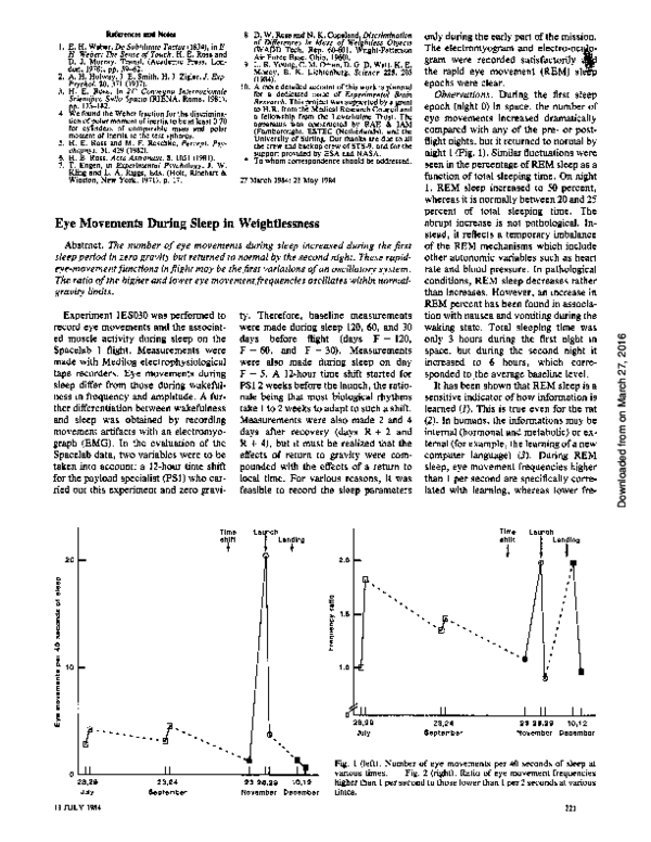 (PDF) Eye movements during sleep in weightlessness