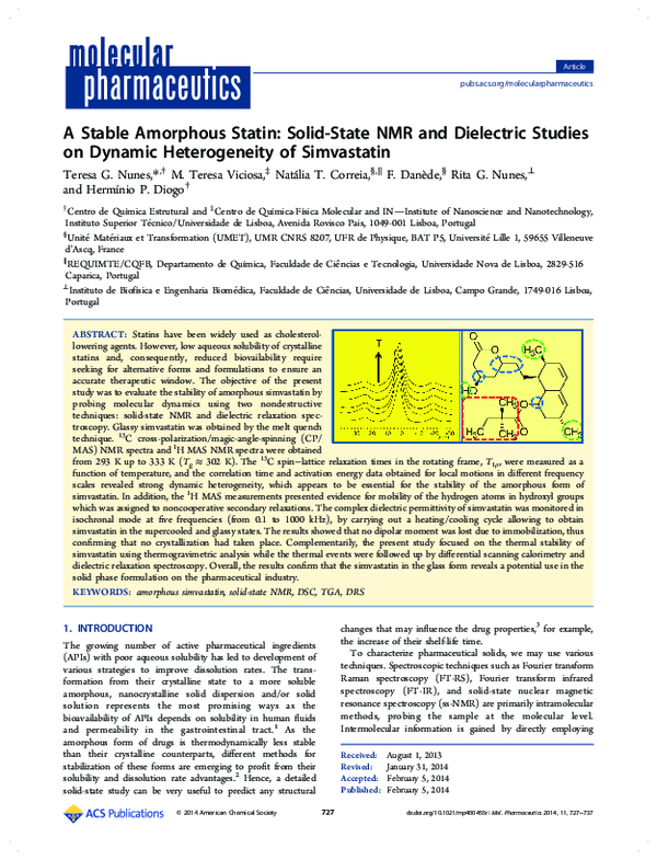 (PDF) A Stable Amorphous Statin: Solid-State NMR and Dielectric Studies ...