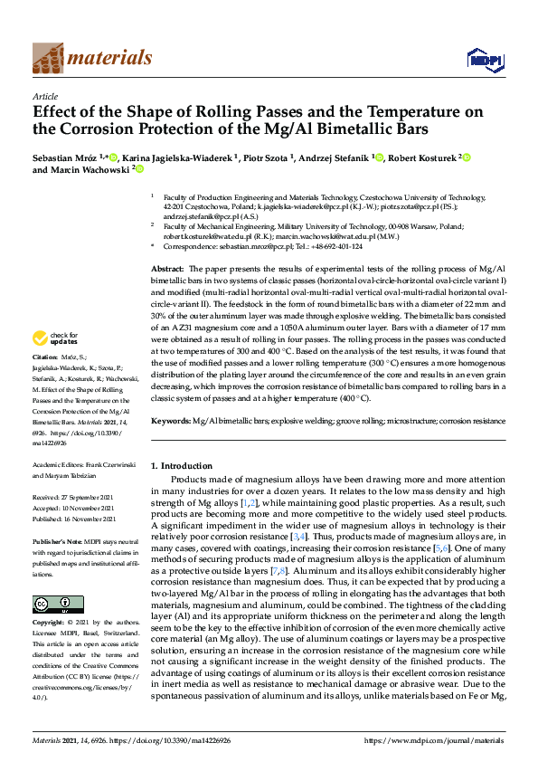 (PDF) Effect of the Shape of Rolling Passes and the Temperature on the ...