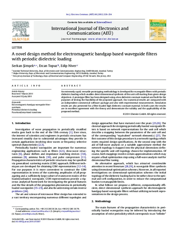 (PDF) A novel design method for electromagnetic bandgap based waveguide ...