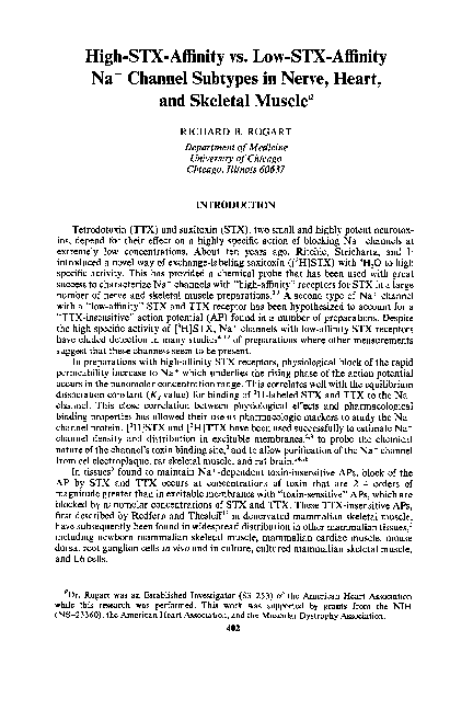 (PDF) High-STX-Affinity vs. Low-STX-Affinity Na + Channel Subtypes in ...
