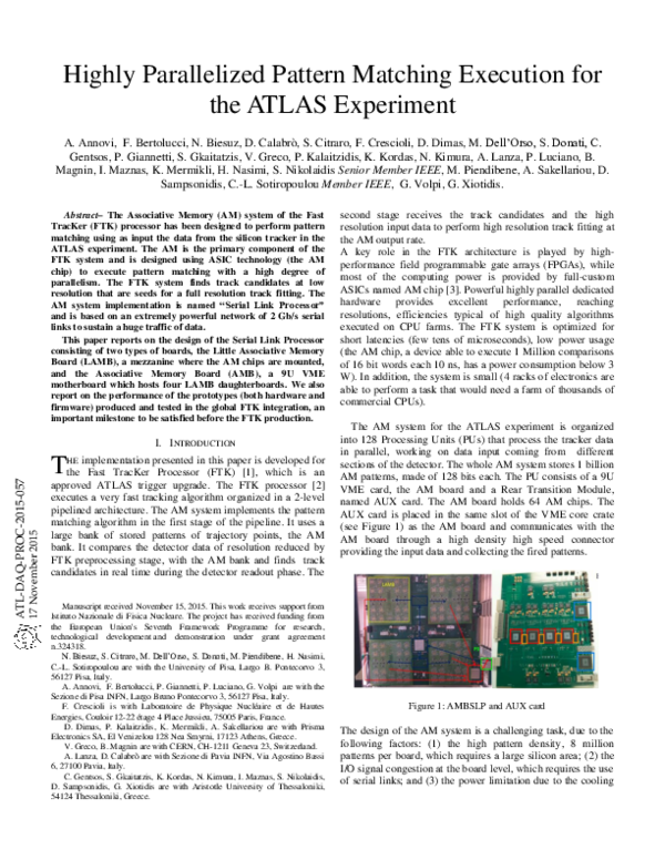 (PDF) Highly parallelized pattern matching execution for the ATLAS ...