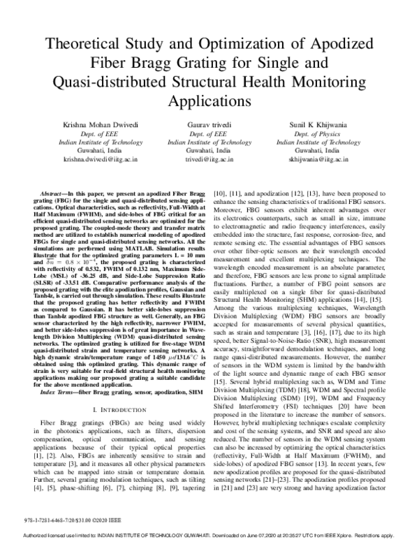 (PDF) Theoretical Study and Optimization of Apodized Fiber Bragg ...