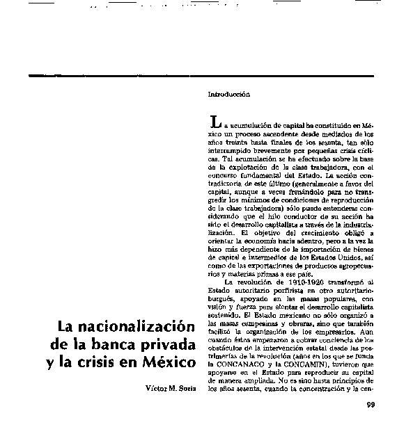(PDF) La nacionalización de la banca privada y la crisis en México