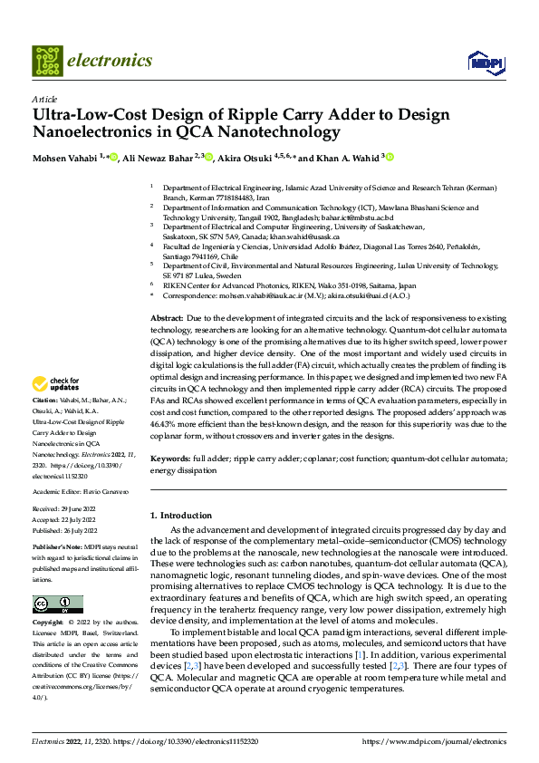 (PDF) Ultra-Low-Cost Design of Ripple Carry Adder to Design ...