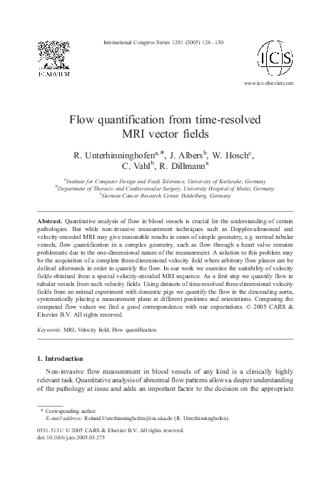 (PDF) Flow quantification from time-resolved MRI vector fields