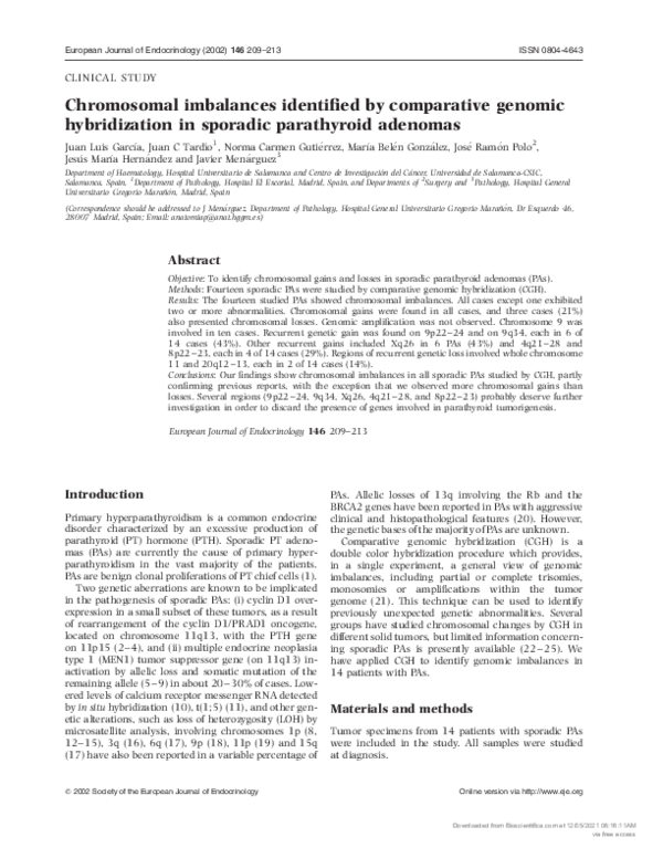 (PDF) Chromosomal imbalances identified by comparative genomic ...
