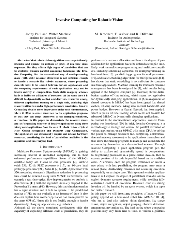 (PDF) Invasive Computing for robotic vision