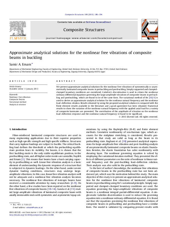 (PDF) Approximate analytical solutions for the nonlinear free ...
