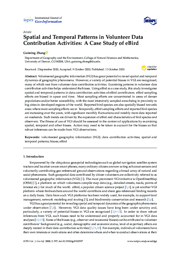 (PDF) Spatial and Temporal Patterns in Volunteer Data Contribution ...