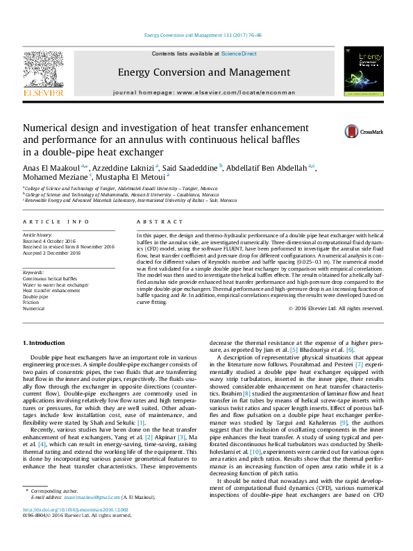 (PDF) Numerical design and investigation of heat transfer enhancement ...
