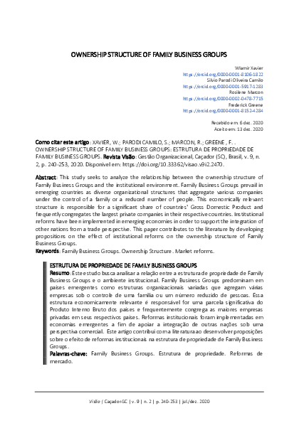(PDF) Ownership Structure of Family Business Groups