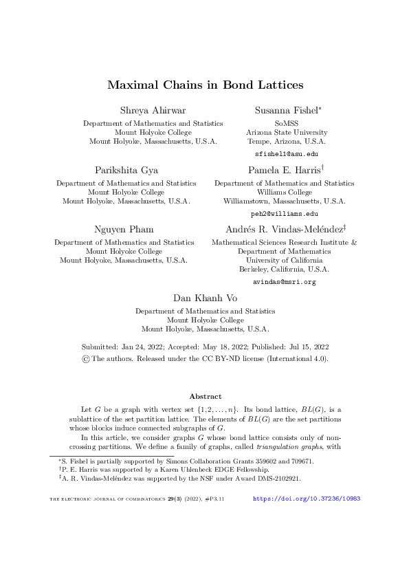 (PDF) Maximal Chains in Bond Lattices