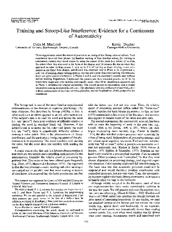 (PDF) Training Stroop task and the development of automaticity