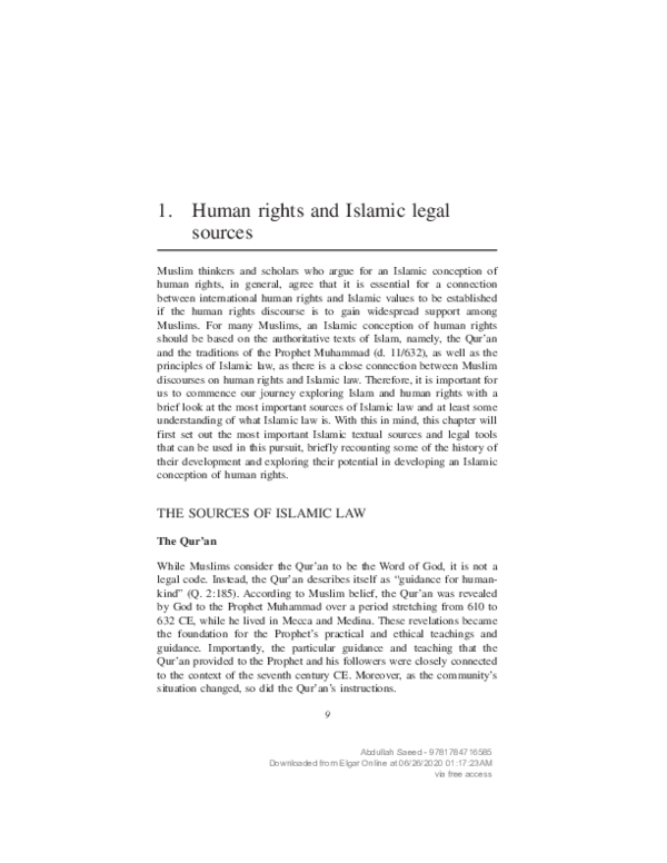(PDF) Human rights and Islamic legal sources