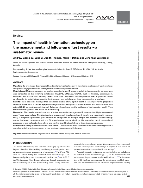 (PDF) The impact of health information technology on the management and ...
