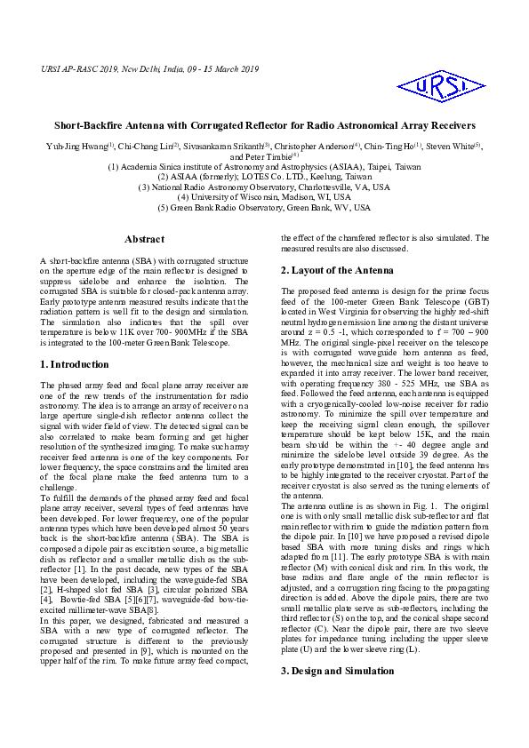 (PDF) Short-Backfire Antenna with Corrugated Reflector for Radio ...