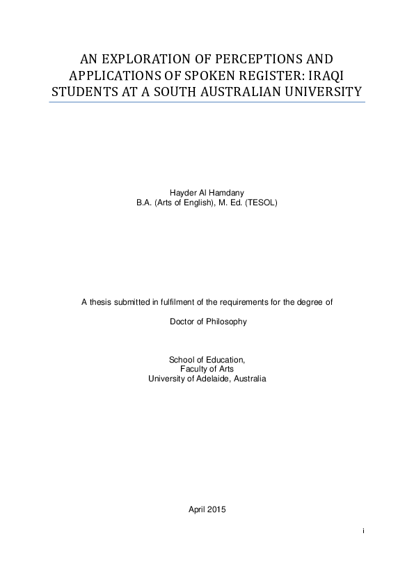 (PDF) An exploration of perceptions and applications of spoken register ...
