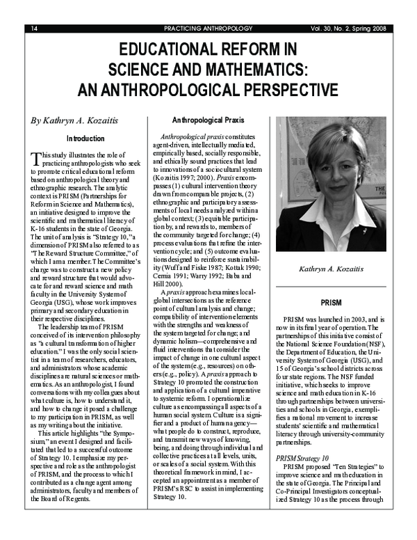 (PDF) Educational Reform in Science and Mathematics: An Anthropological ...