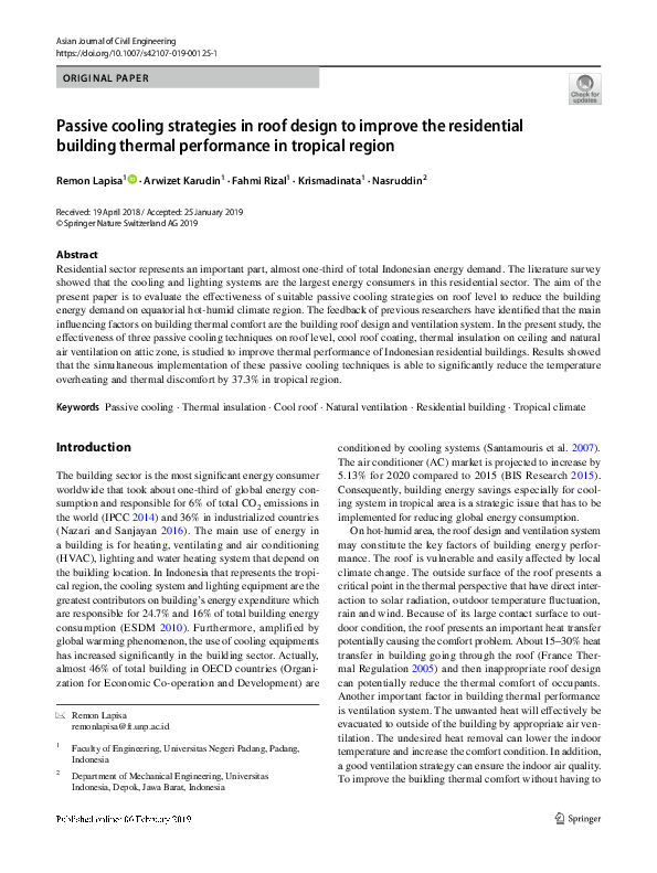 (PDF) Passive cooling strategies in roof design to improve the ...