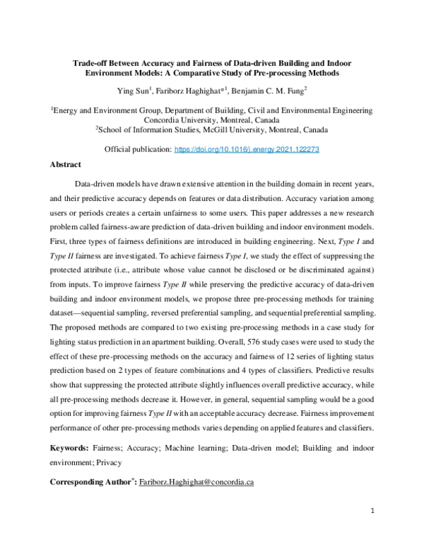 (PDF) Trade-off between accuracy and fairness of data-driven building ...
