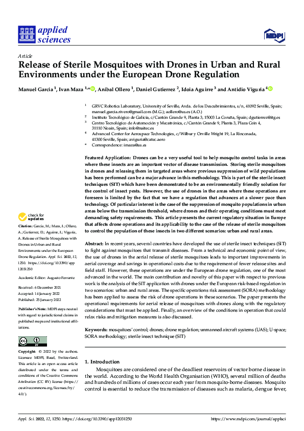 (PDF) Release of Sterile Mosquitoes with Drones in Urban and Rural ...