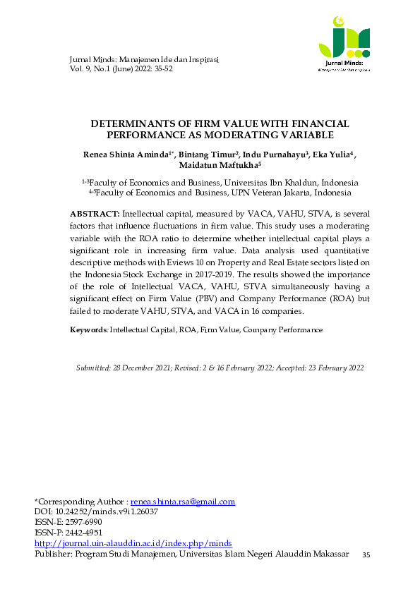 (PDF) Determinants of Firm Value with Financial Performance as ...