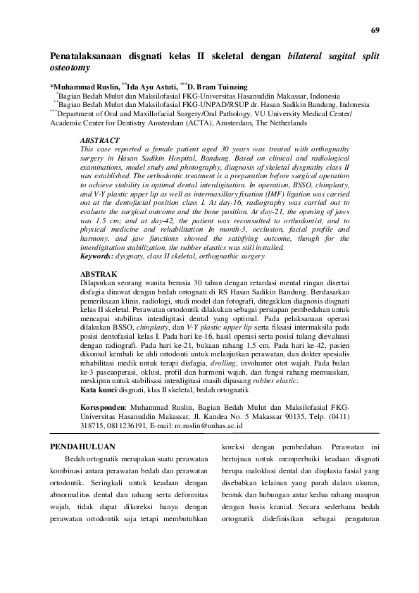 (PDF) Penatalaksanaan disgnati kelas II skeletal dengan bilateral ...