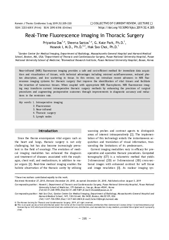 (PDF) Real-Time Fluorescence Imaging in Thoracic Surgery
