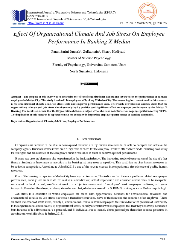 (PDF) Effect Of Organizational Climate And Job Stress On Employee ...