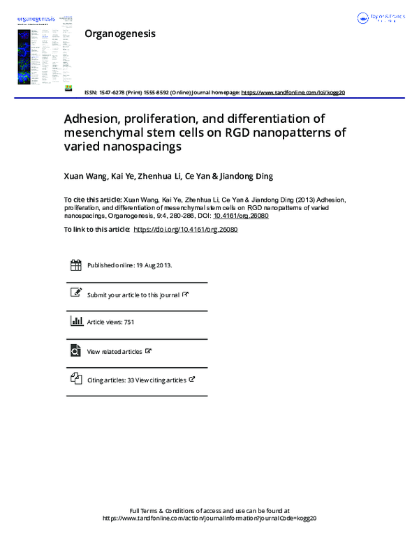 (PDF) Adhesion, proliferation, and differentiation of mesenchymal stem ...