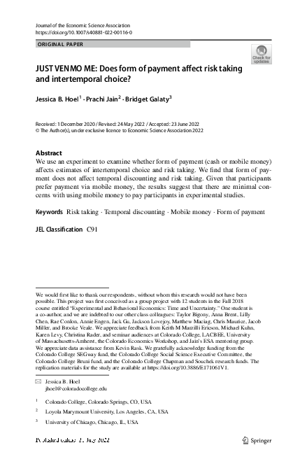 (PDF) JUST VENMO ME: Does form of payment affect risk taking and ...