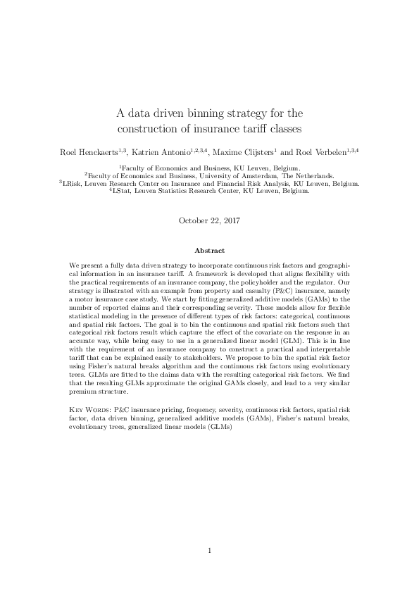 (PDF) A data driven binning strategy for the construction of insurance ...