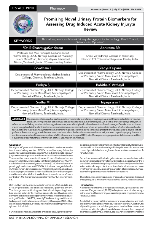 (PDF) Promising Novel Urinary Protein Biomarkers for Assessing Drug ...