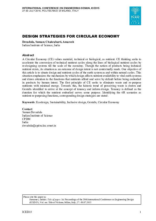(PDF) Design Strategies for Circular Economy