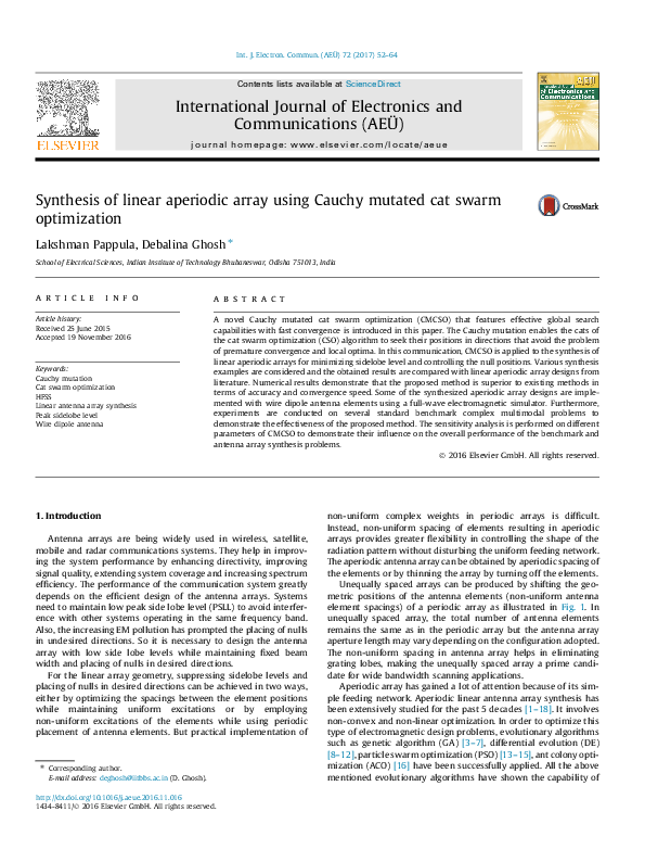 (PDF) Synthesis of Linear Aperiodic Array Using Cauchy Mutated Cat ...