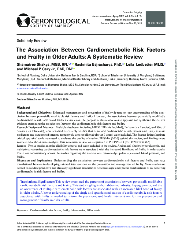 (PDF) The Association Between Cardiometabolic Risk Factors and Frailty ...