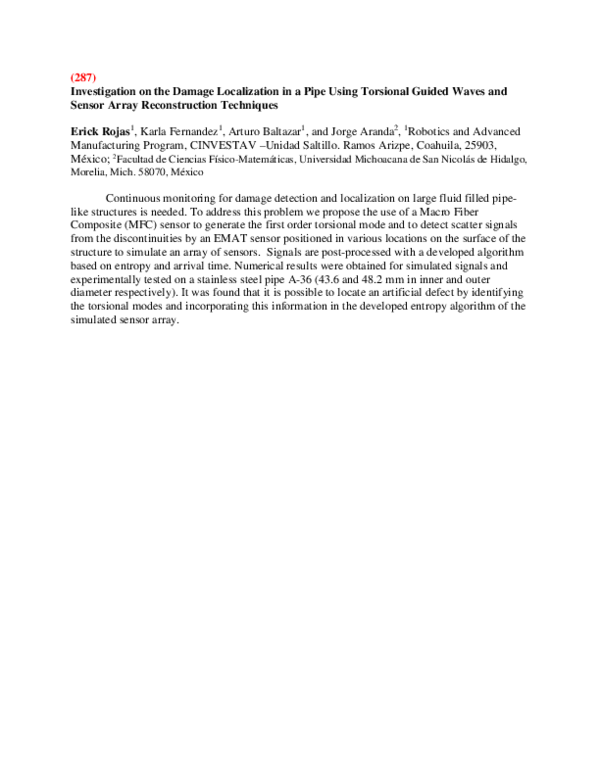 (PDF) Investigation on the Damage Localization in a Pipe Using ...