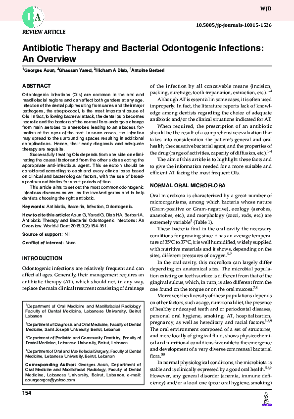 (PDF) Antibiotic Therapy and Bacterial Odontogenic Infections An