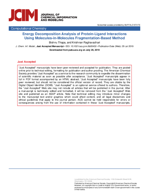 (PDF) Energy Decomposition Analysis of Protein–Ligand Interactions ...