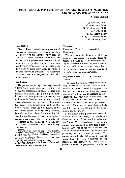(PDF) Instrumental Control of Autonomic Responses with the Use of a ...