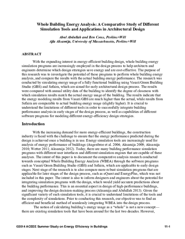 (PDF) Whole Building Energy Analysis: A Comparative Study of Different ...